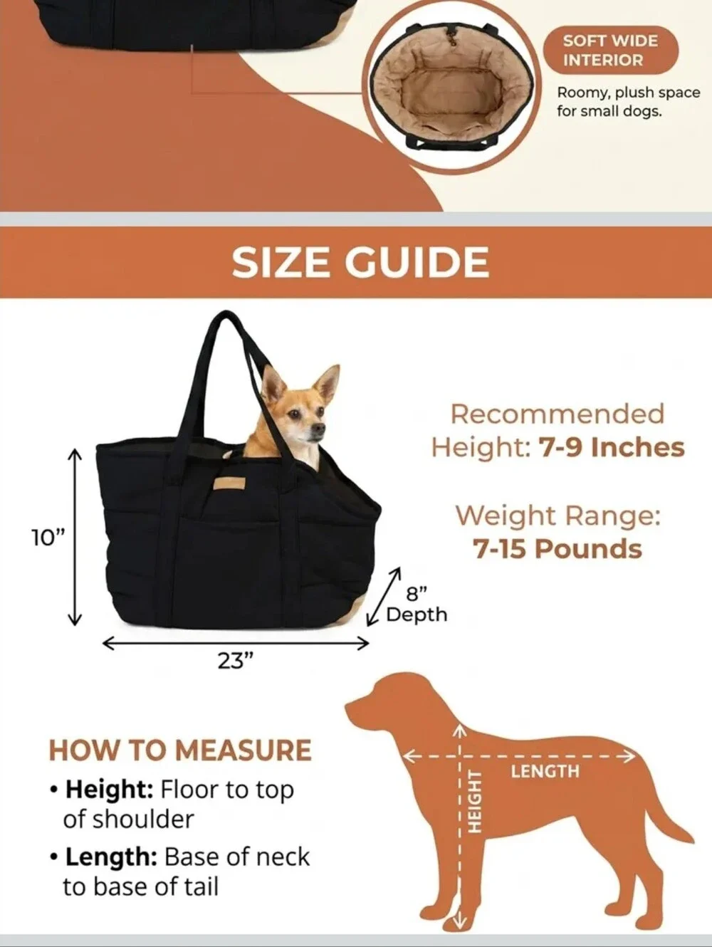 Black Dog Carrier Tote- Comfortable Pet Travel Carrier